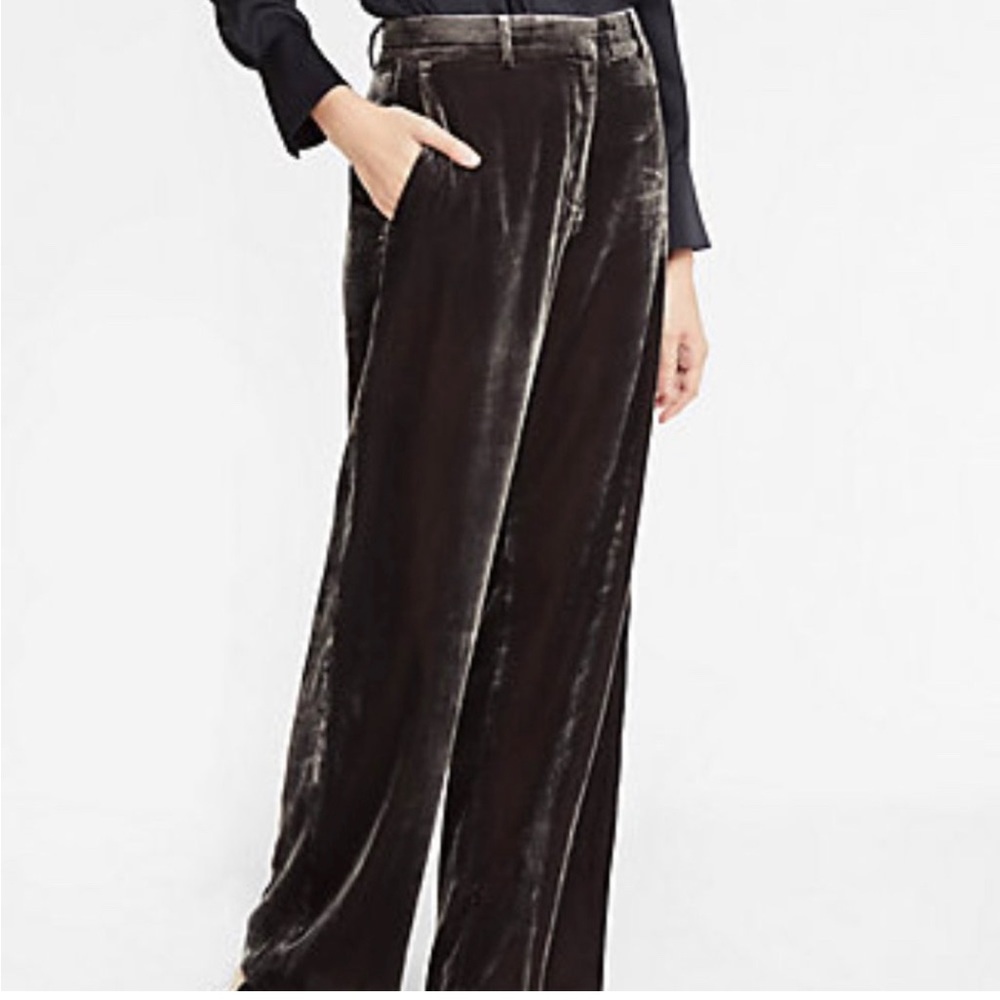 ANN TAYLOR Gray Wide Leg Velvet Pants